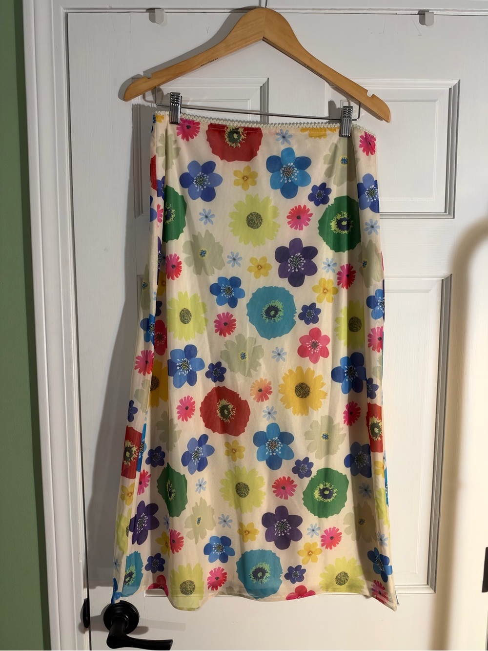 Showpo Cream Midi Skirt with Multicolor Floral Print